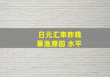 日元汇率昨晚暴涨原因 水平